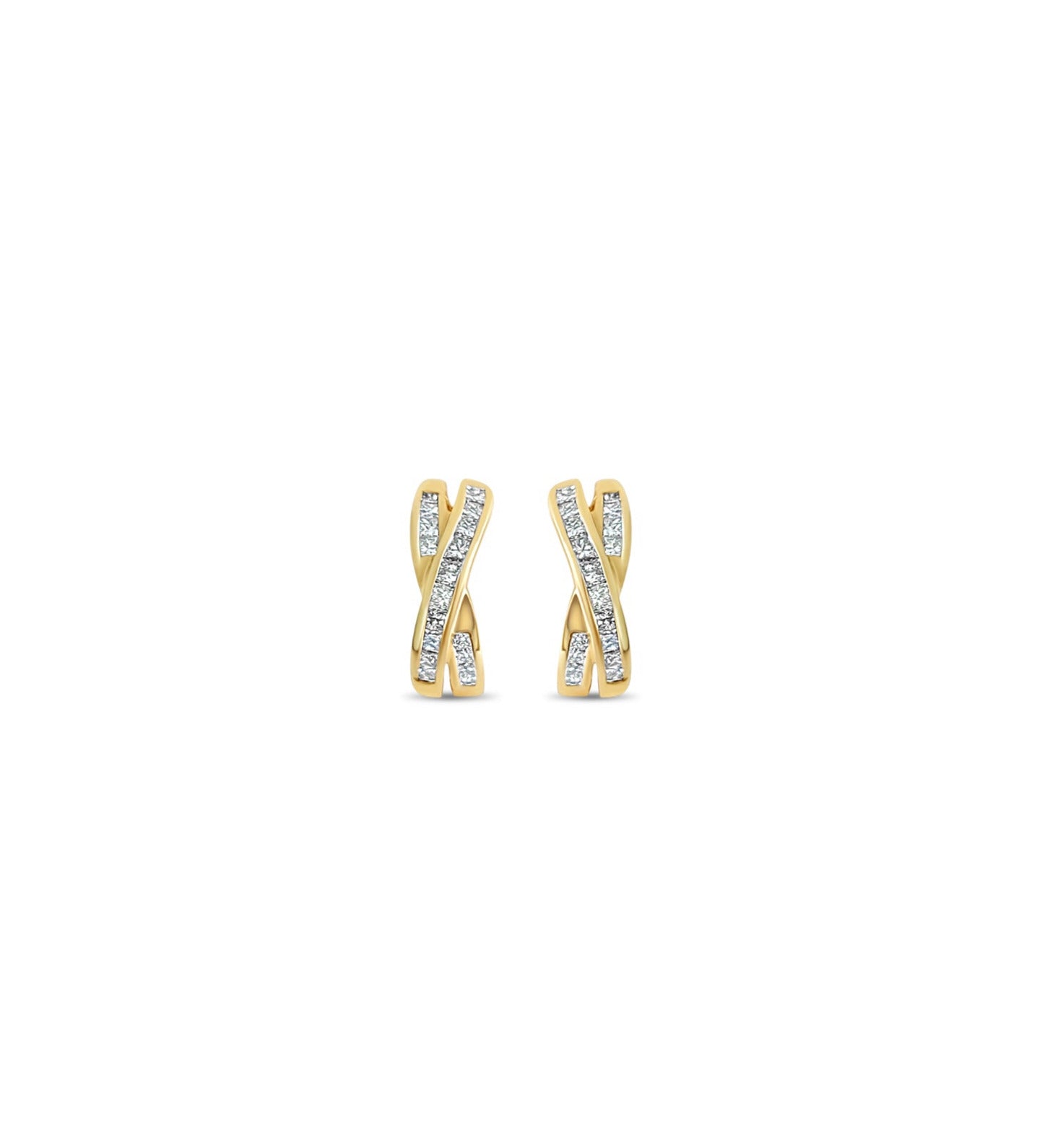 Princess Cut Diamond X Clip On Earrings 1.50cttw 14k Yellow Gold