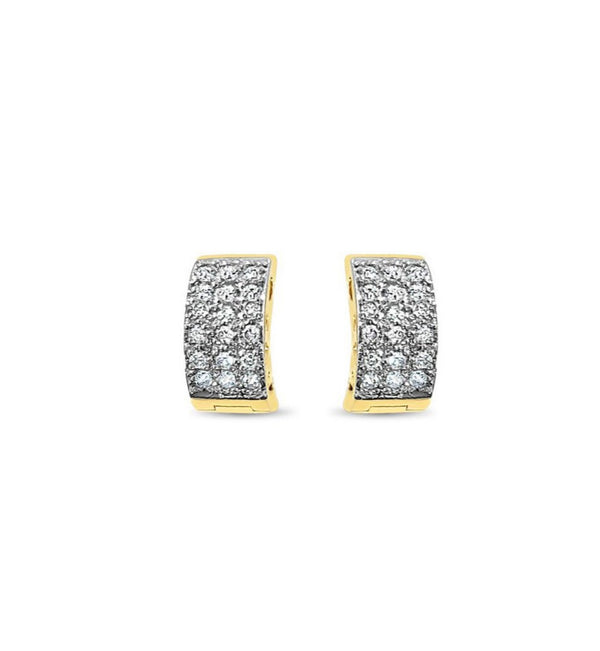 Small Diamond Pave Huggie Earrings 14k Yellow Gold