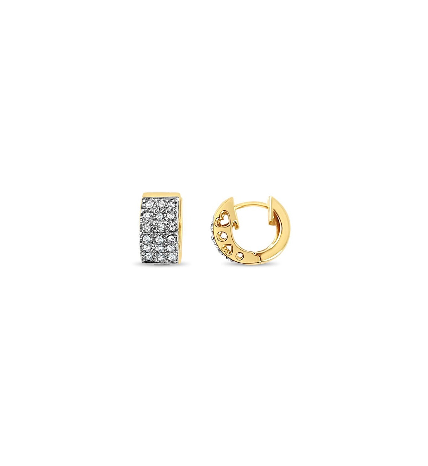 Small Diamond Pave Huggie Earrings 14k Yellow Gold