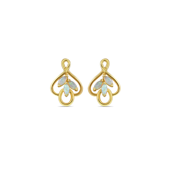 Marquise Opal Cluster Earrings 14k Yellow Gold