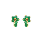 Question Mark Shaped Emerald Studs 14k Yellow Gold