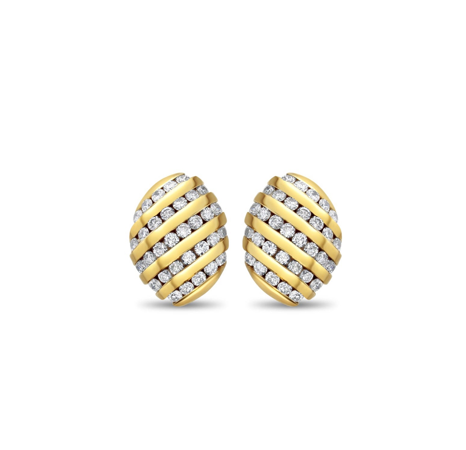 Large Oval Diamond Clip On Earrings