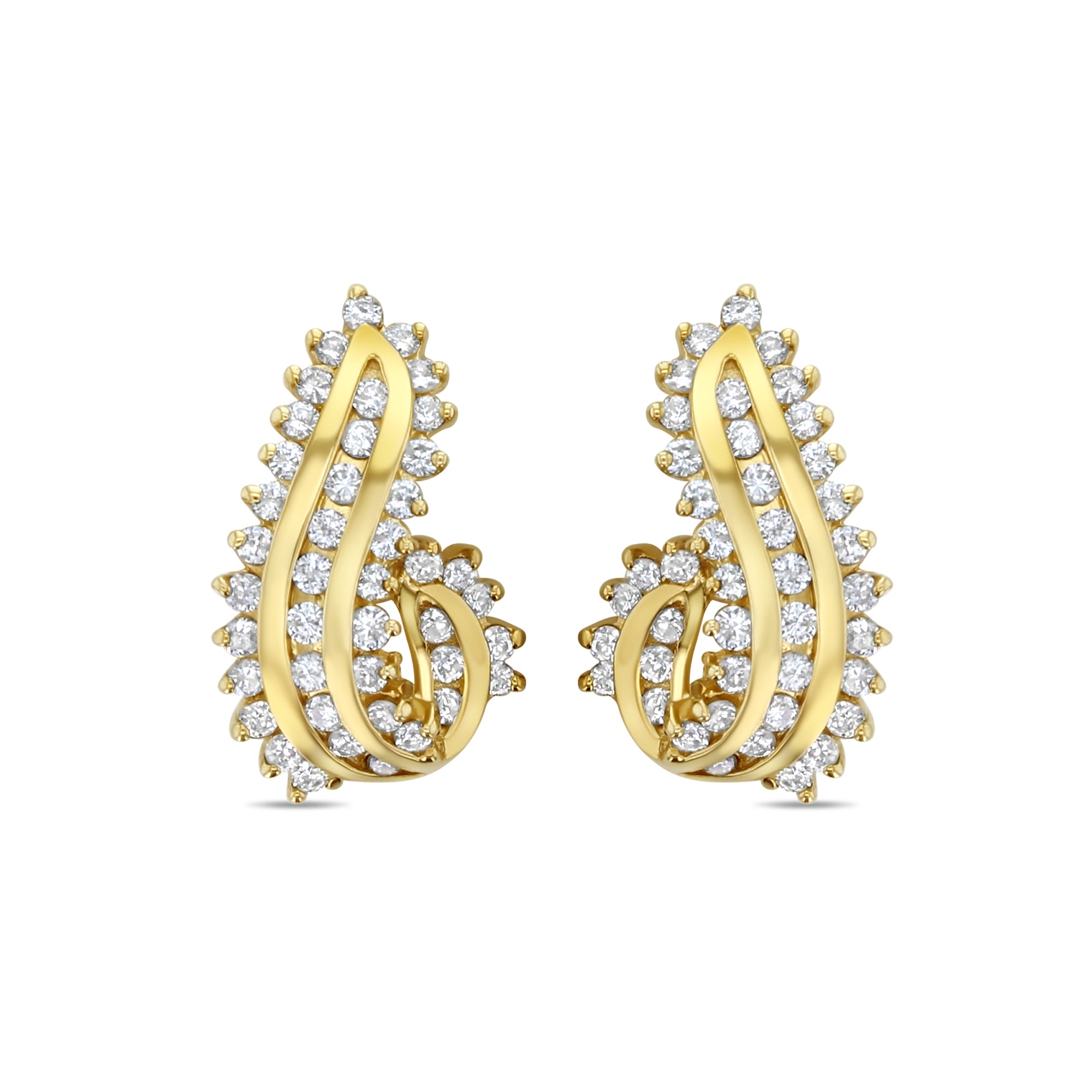 3 Carat Cluster Diamond Earrings 14k Yellow Gold