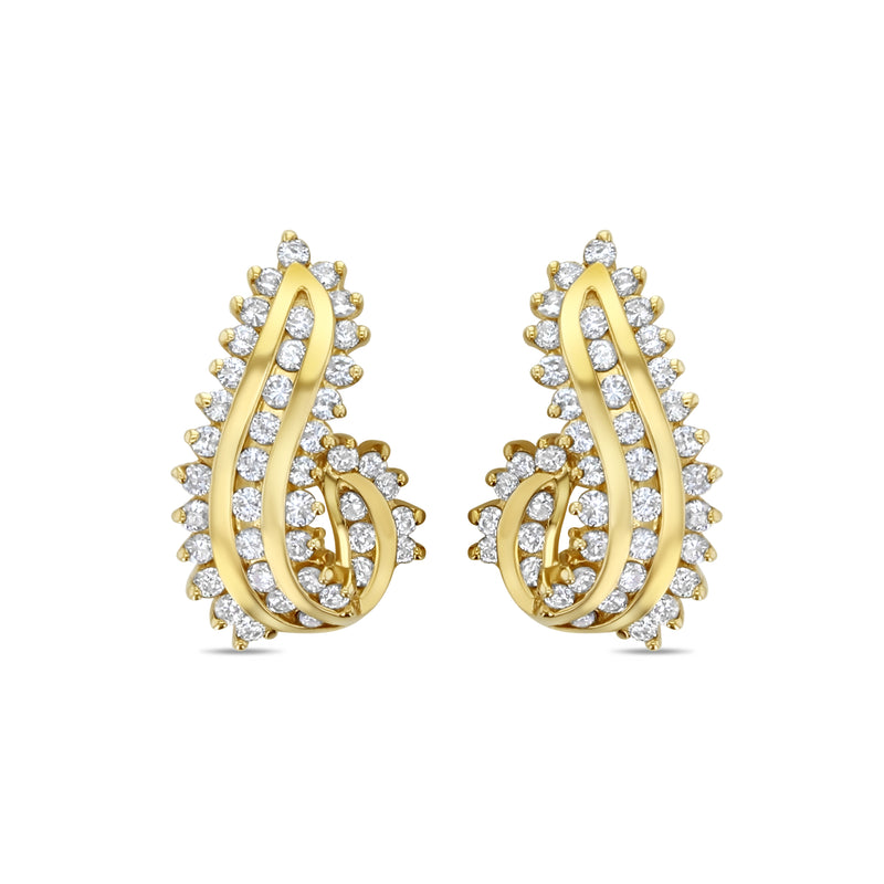 3 Carat Cluster Diamond Earrings 14k Yellow Gold