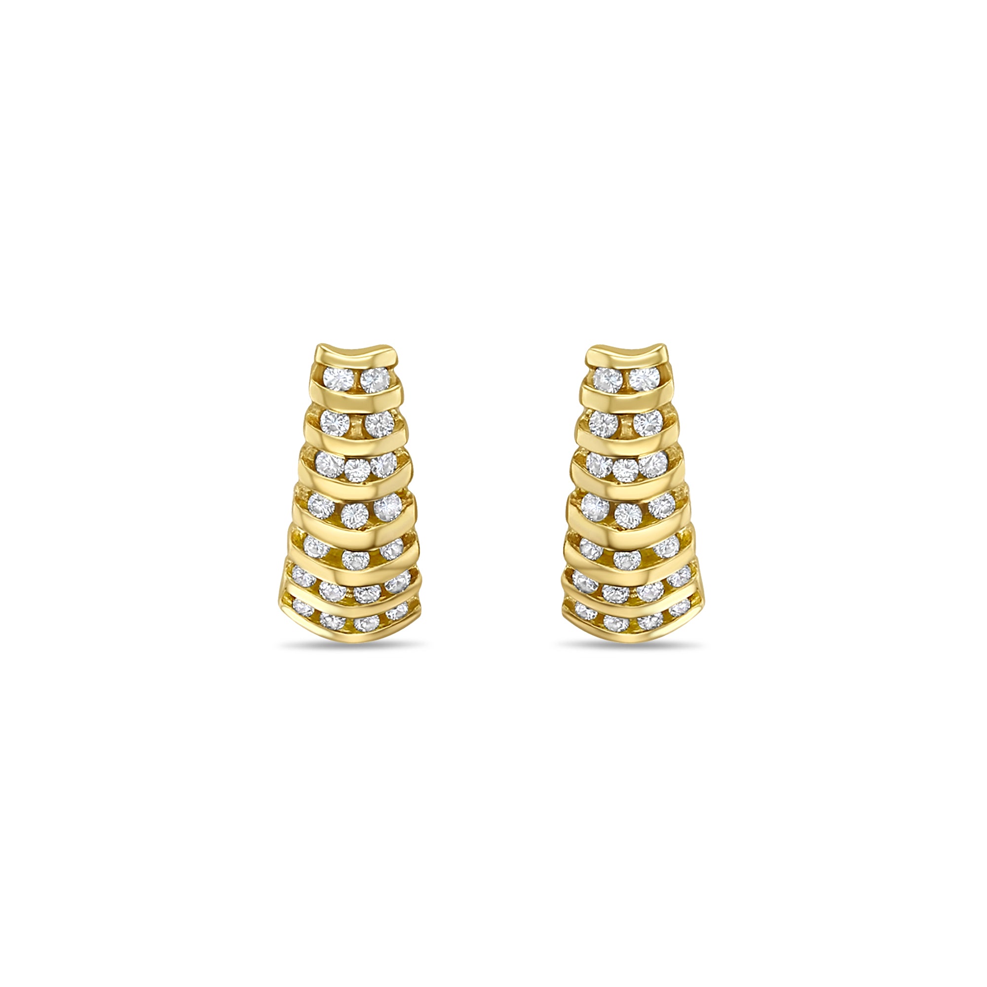 1 Carat Channel Set Diamond Earrings 14k Yellow Gold 