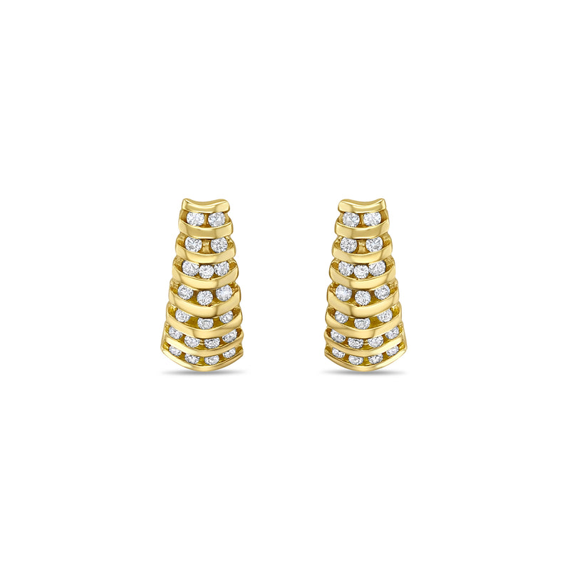 Pendientes de diamantes engastados en canal de 1 quilate en oro amarillo de 14 k
