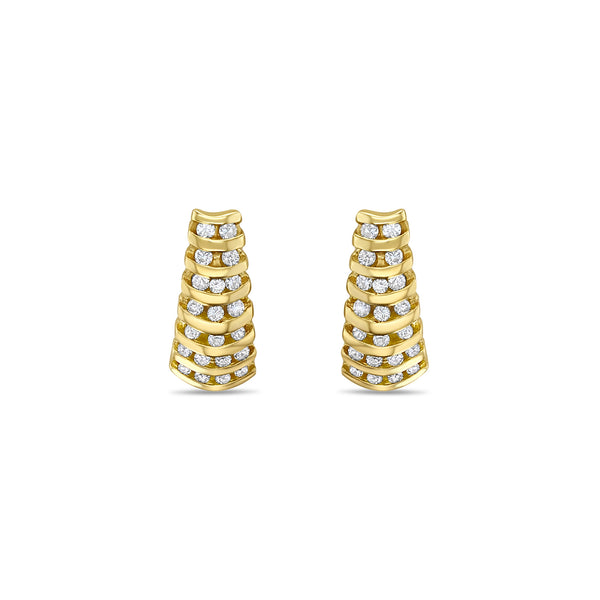 1 Carat Channel Set Diamond Earrings 14k Yellow Gold 