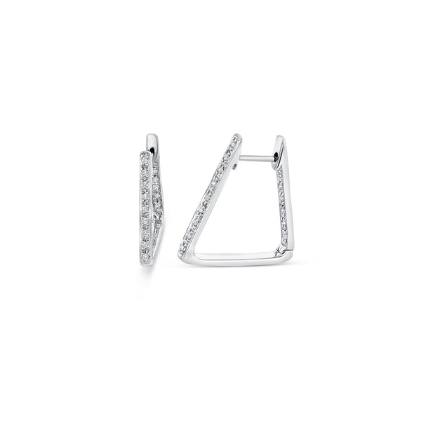 Square Shaped Hoop Diamond Pave Earrings .28cttw 18k White Gold