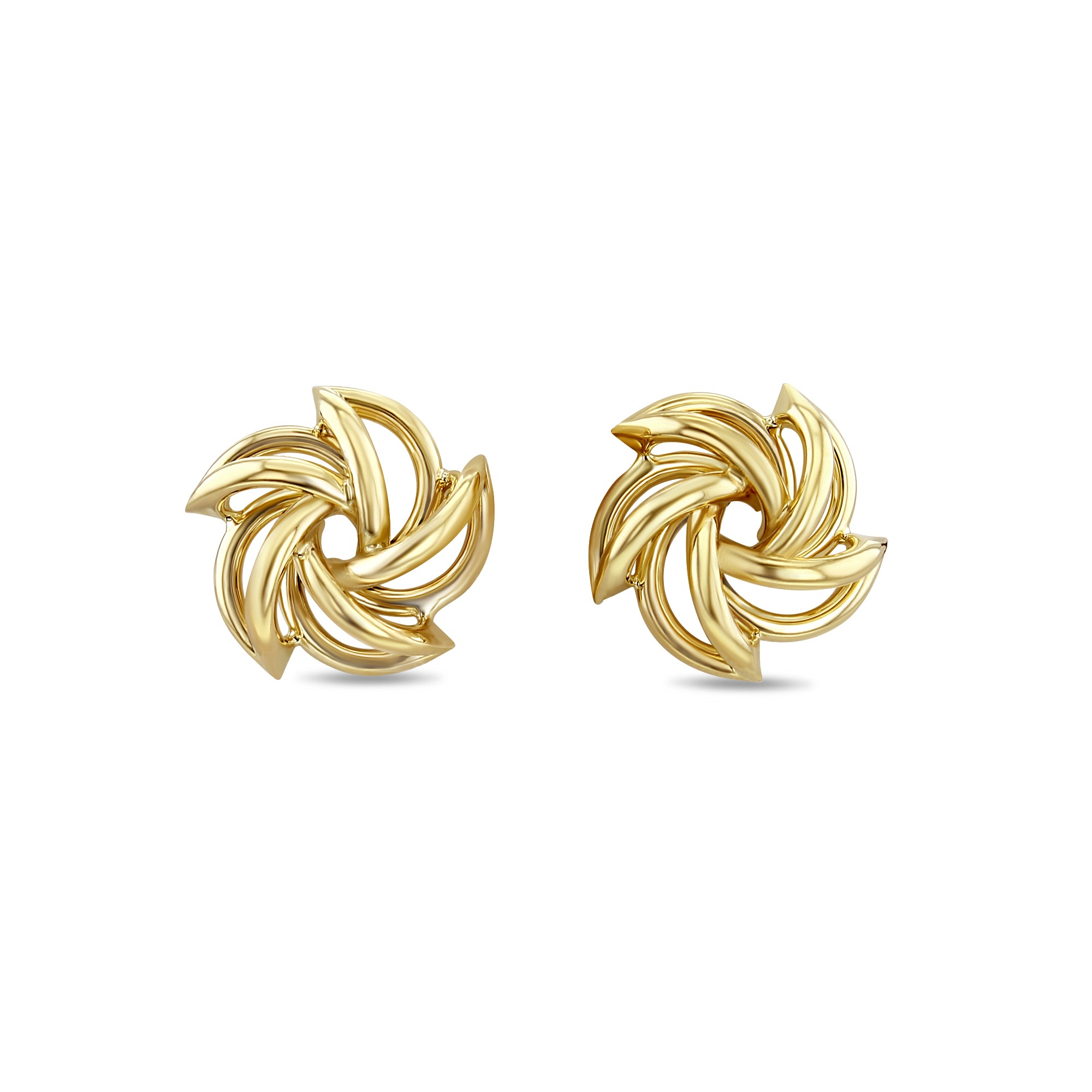 Pendientes de oro macizo con espiral torcida en oro amarillo de 14 k