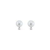 Freshwater Pearl  & Diamond Stud Earrings