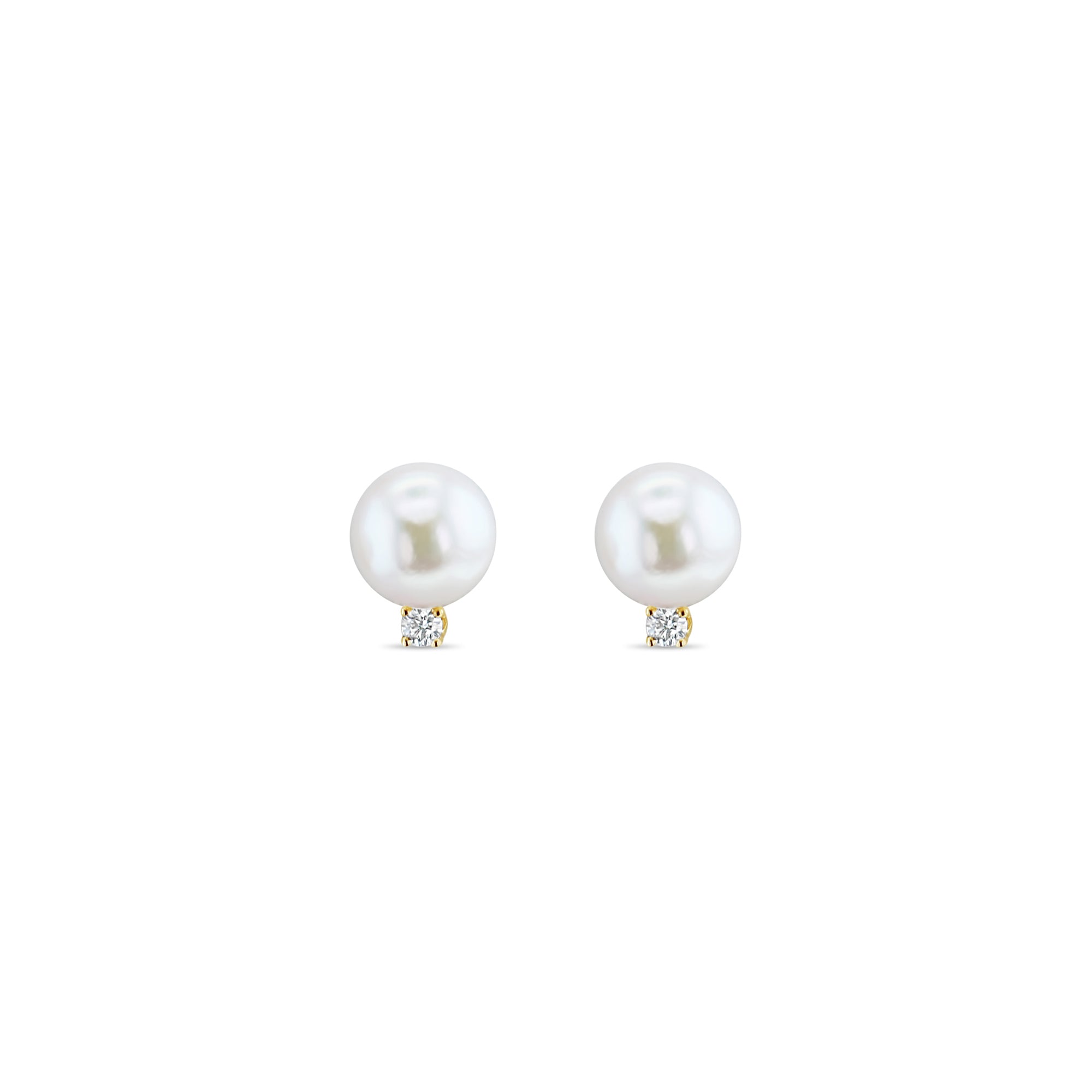 Freshwater Pearl  & Diamond Stud Earrings