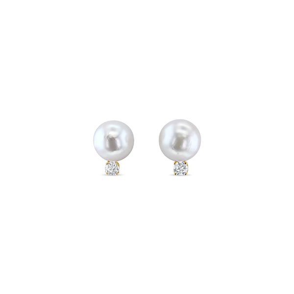 Freshwater Pearl  & Diamond Earrings