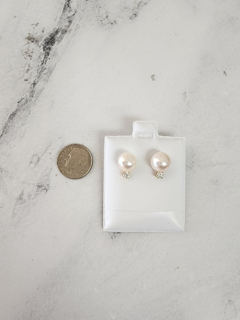 Freshwater Pearl  & Diamond Earrings