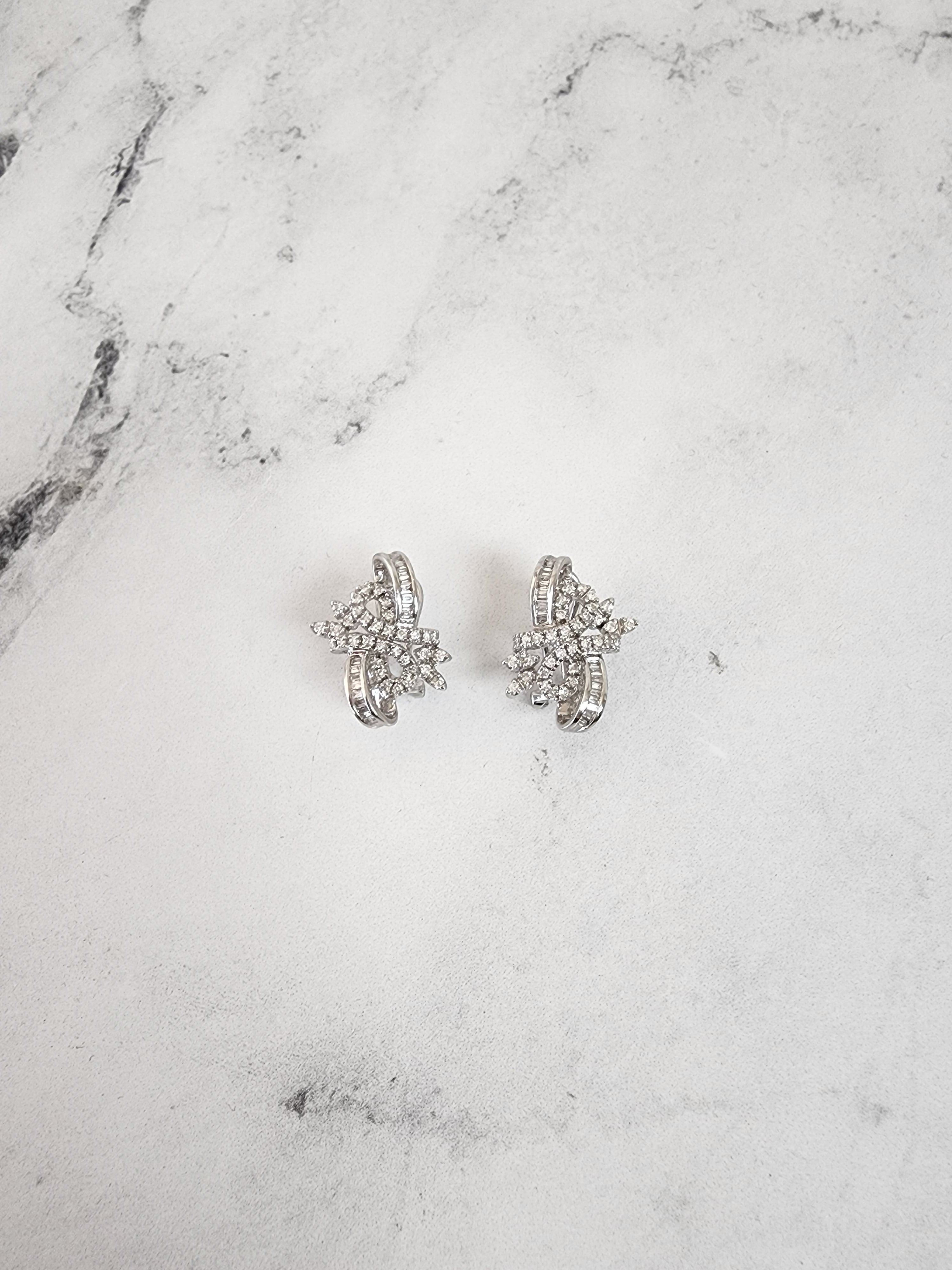 One Carat Ribbon Style Diamond Earrings