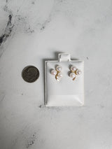 Three Pearl Cluster Studs 14k Yellow Gold