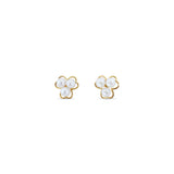 Three Pearl Cluster with Gold Frame Studs