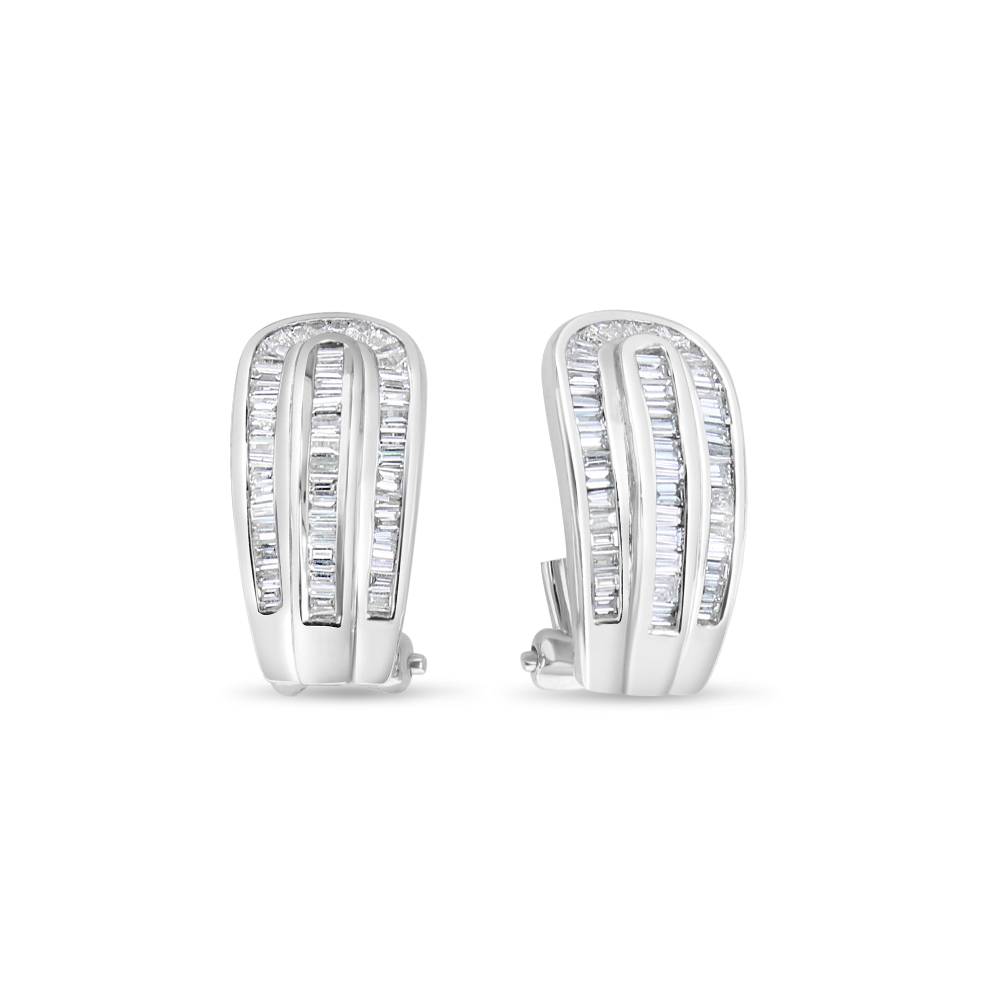 Baguette Diamond Earrings 1.38cttw 18k White Gold