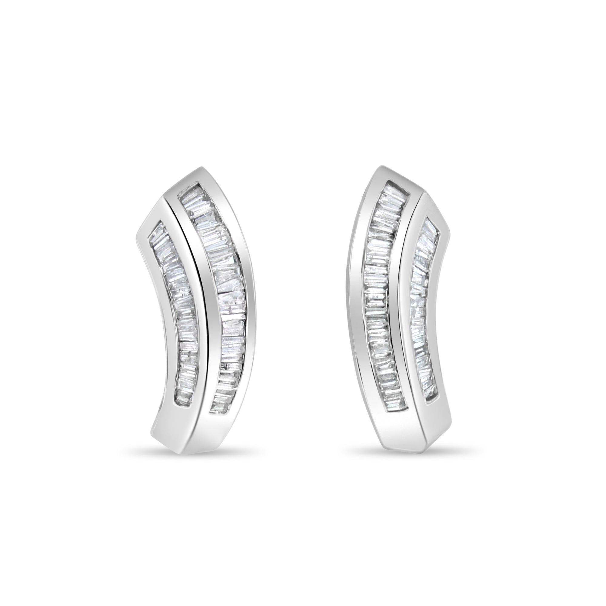 Pendientes de diamantes baguette de 1,05 ct en oro blanco de 14 k