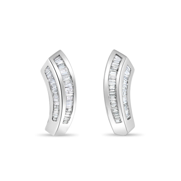 Diamond Baguette Earrings 1.05cttw 14k White Gold