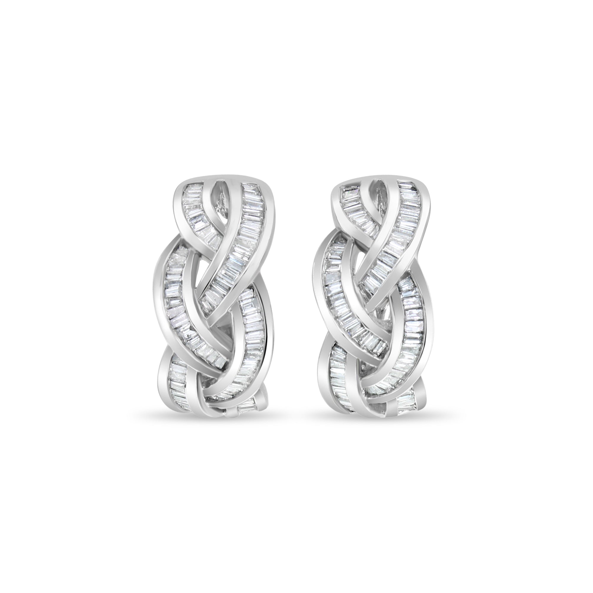 Braid Style Diamond Earrings 1.54cttw 14k White Gold