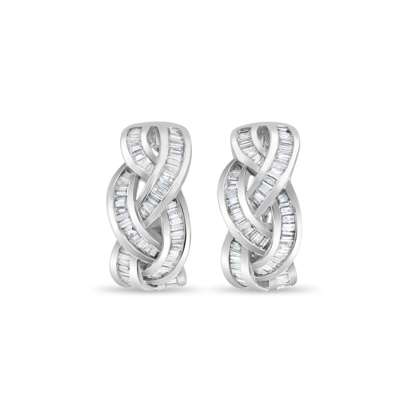 Braid Style Diamond Earrings 1.54cttw 14k White Gold