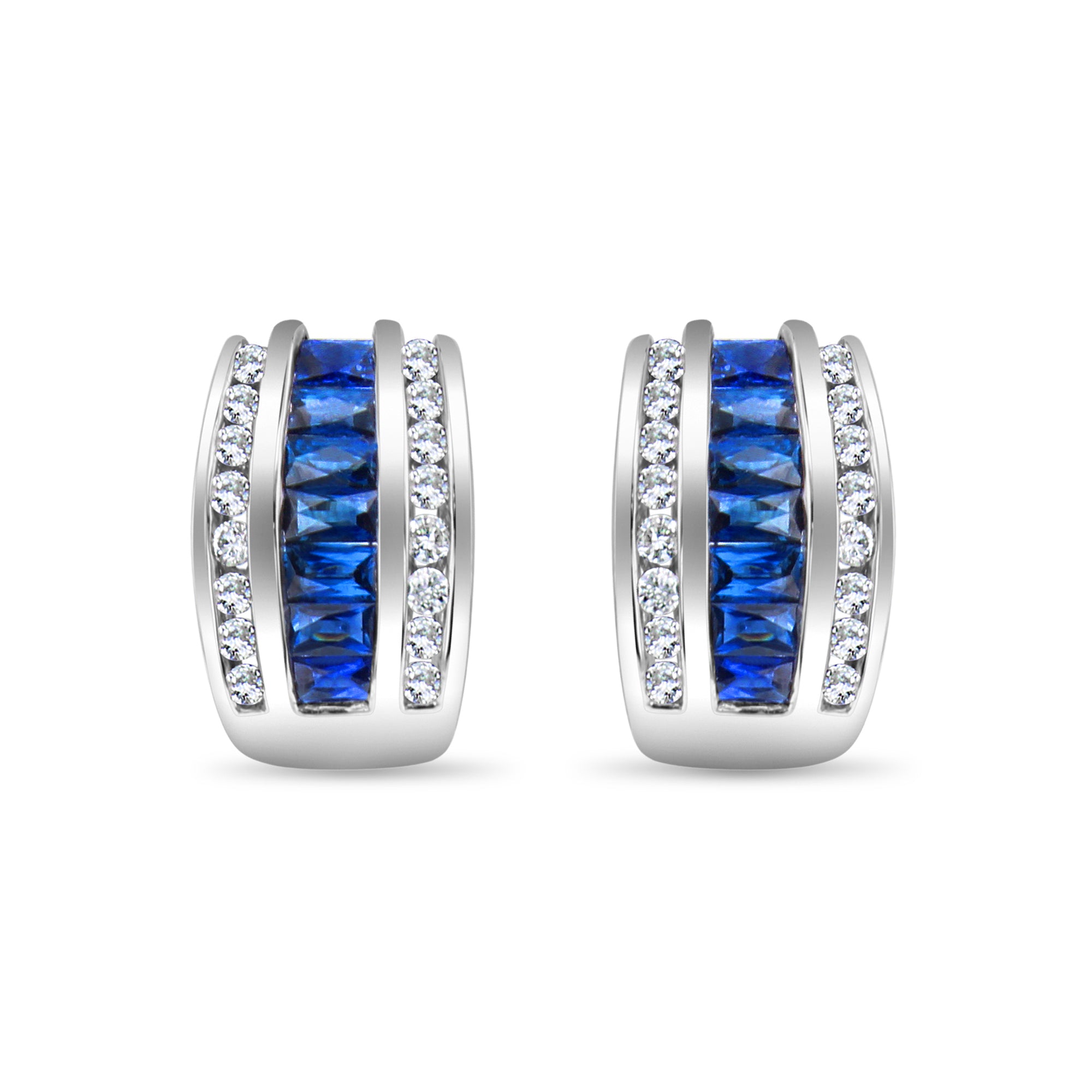 Sapphire Diamond Statement Earrings 2.52cttw 14k White Gold