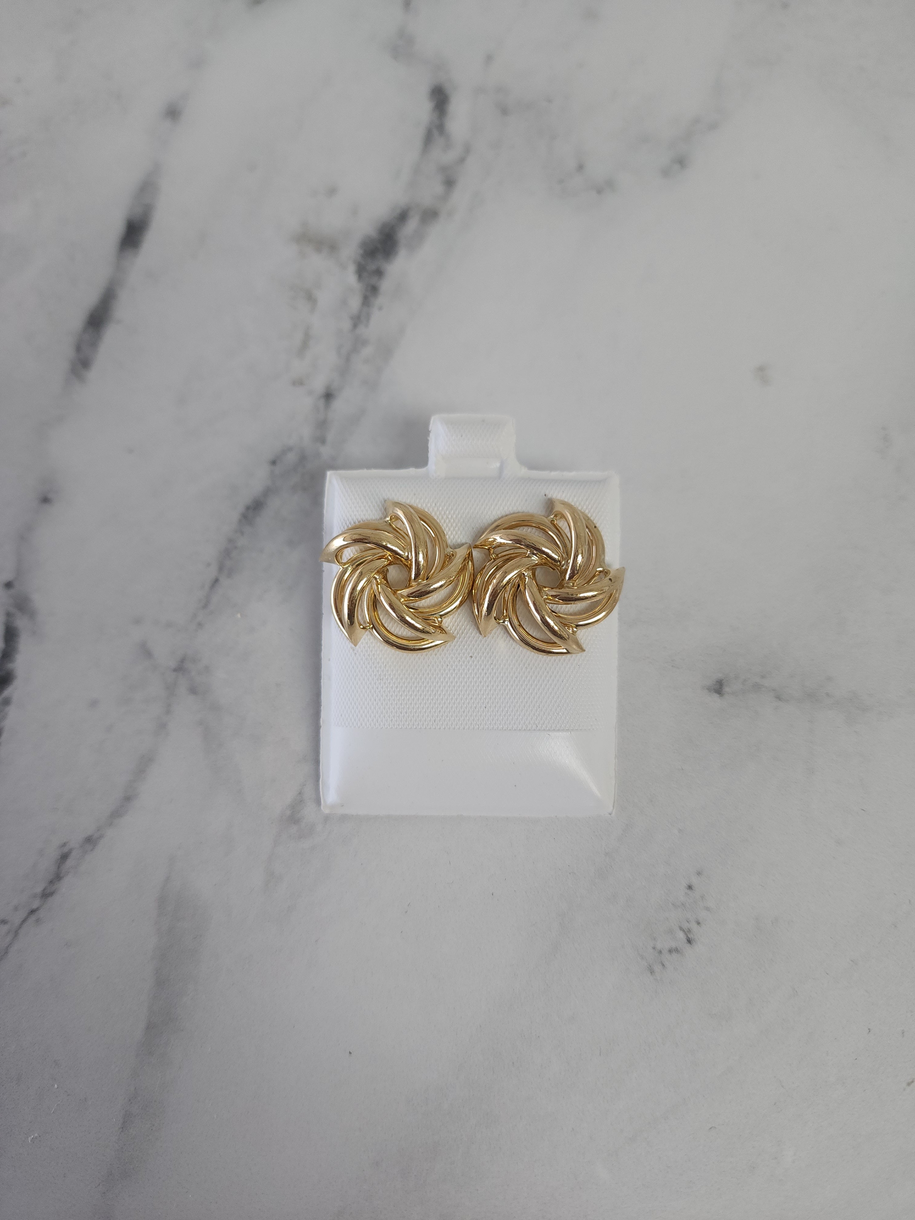 Spiral Twist Solid Gold Studs 14k Yellow Gold