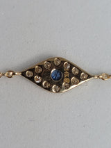 Evil Eye Sapphire & Diamond Bracelet 14k White, Rose or Yellow Gold