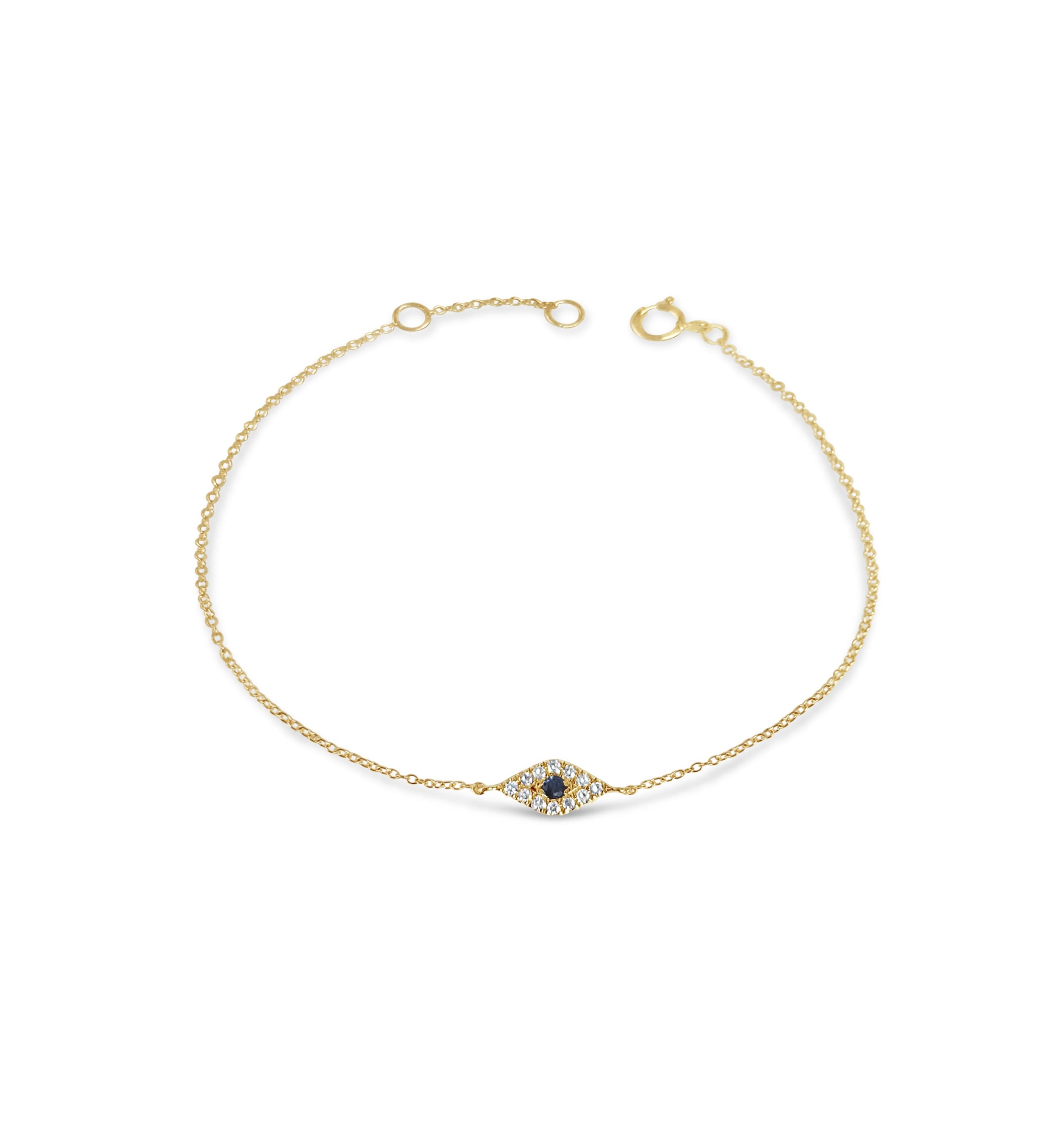 Evil Eye Sapphire & Diamond Bracelet 14k White, Rose or Yellow Gold