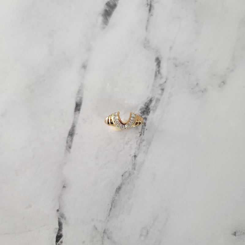 Diamond 'U' Shaped Baguette Engagement Ring Wrap/Enhancer .20cttw 14k Yellow Gold