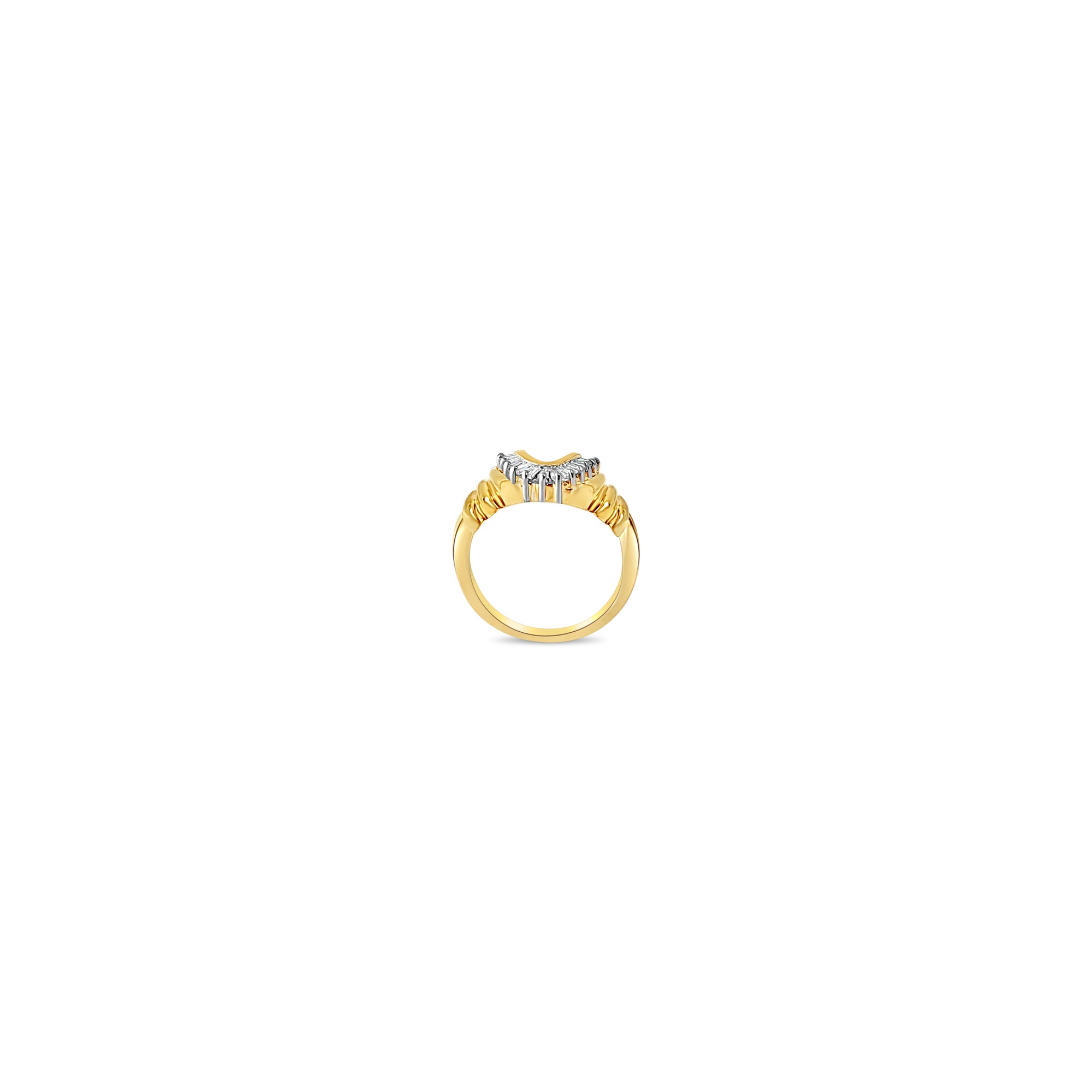 Diamond 'U' Shaped Baguette Engagement Ring Wrap/Enhancer .20cttw 14k Yellow Gold