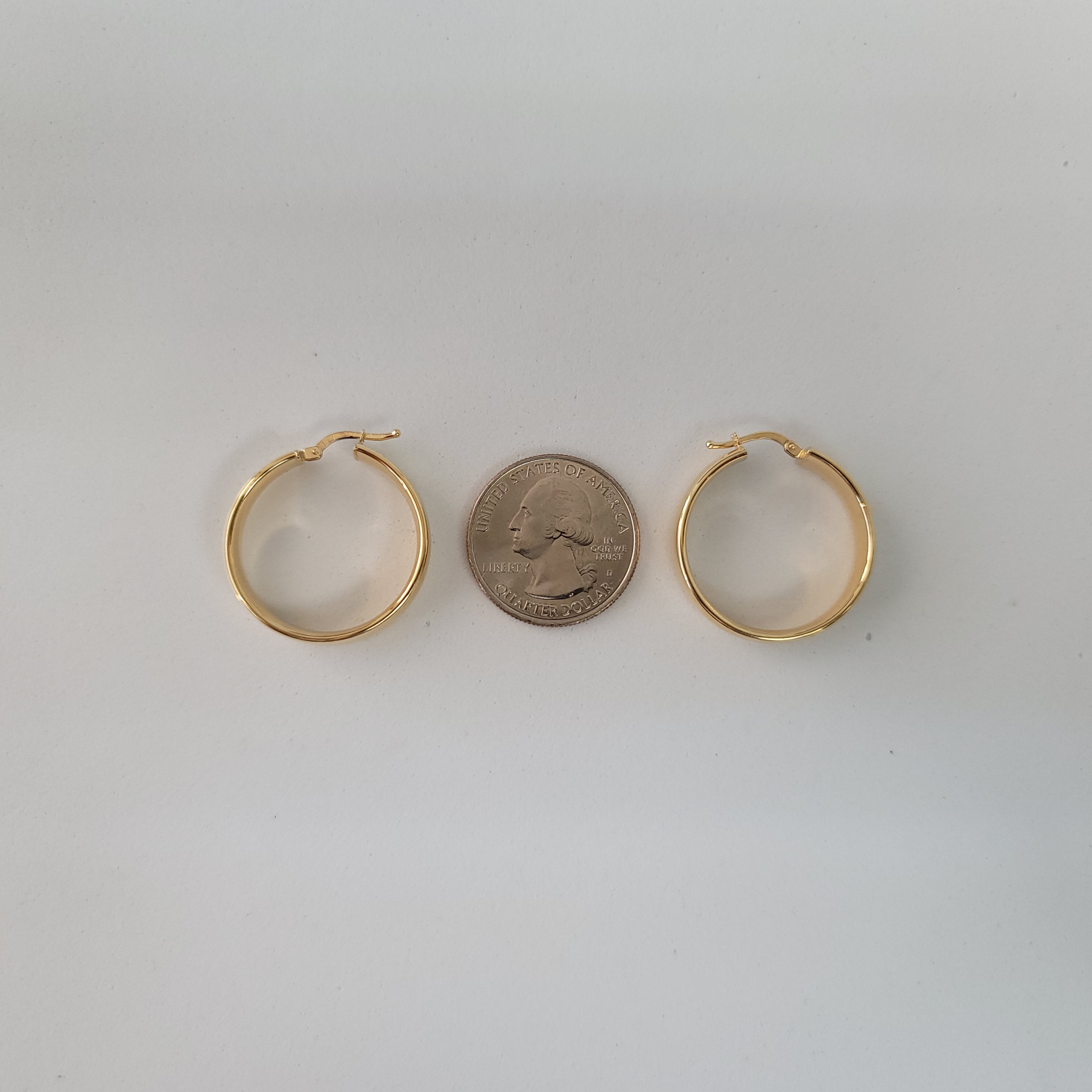 1 Inch Polished Classic Hoops 14k Yellow Gold