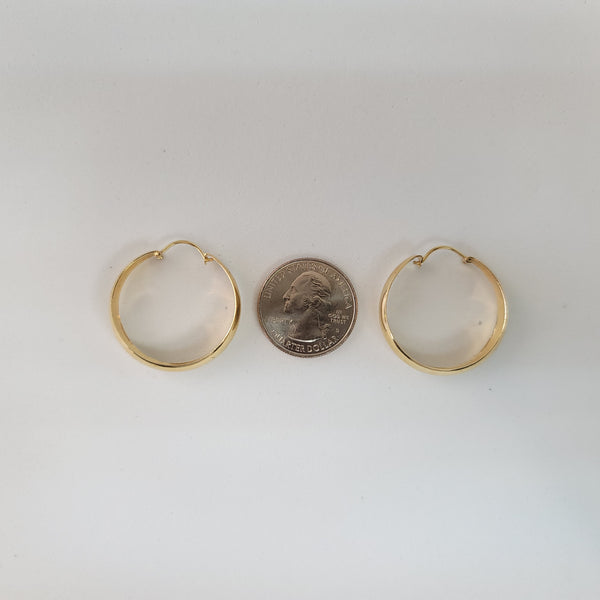Tapered Polished One Inch Gold Hoops 14k Yellow Gold
