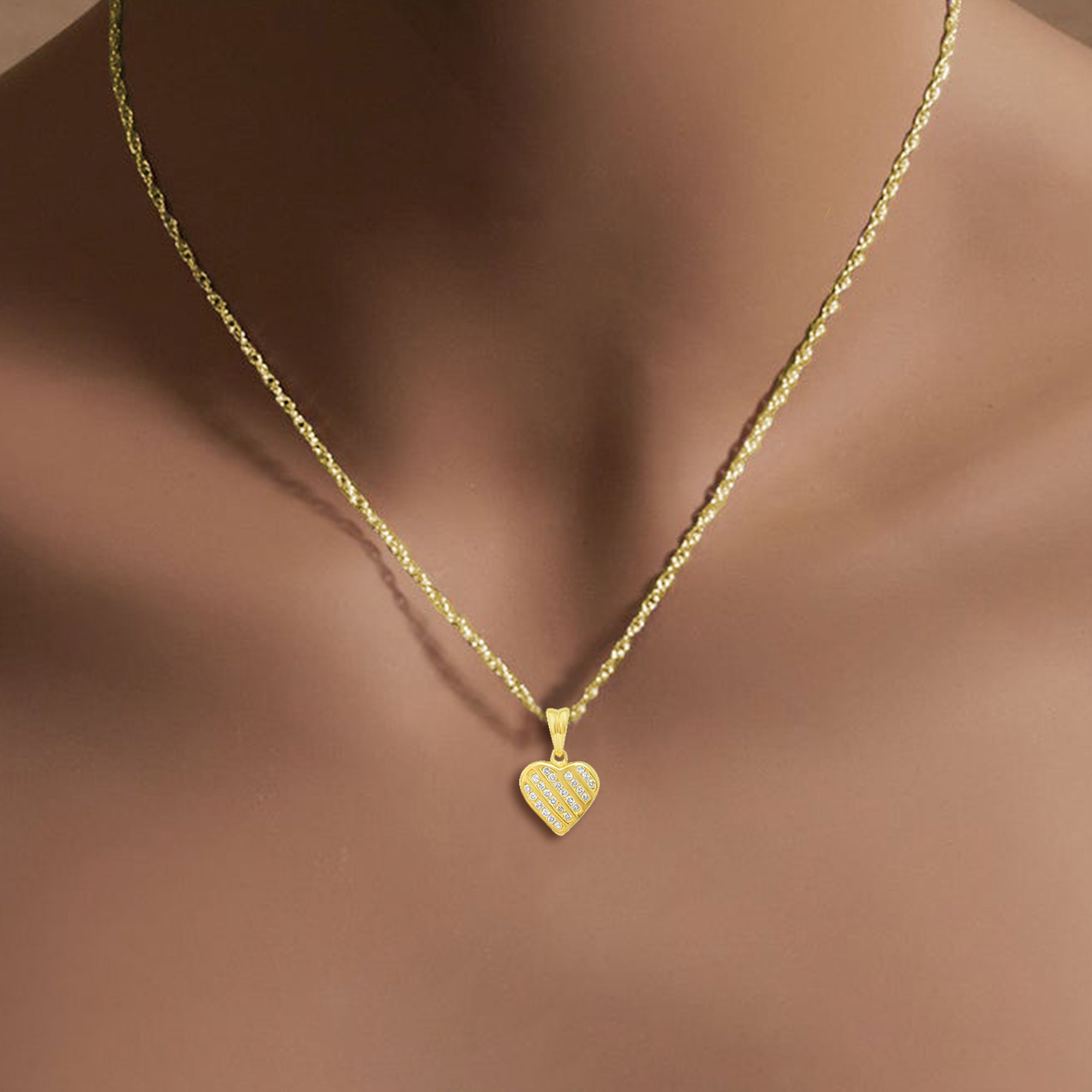 Heart Shaped Diamond Necklace .50cttw 14k Yellow Gold