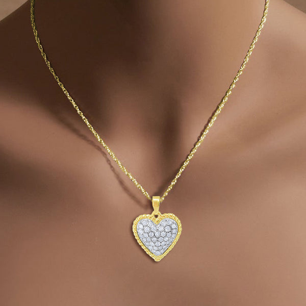 Heart shaped pave diamond necklace