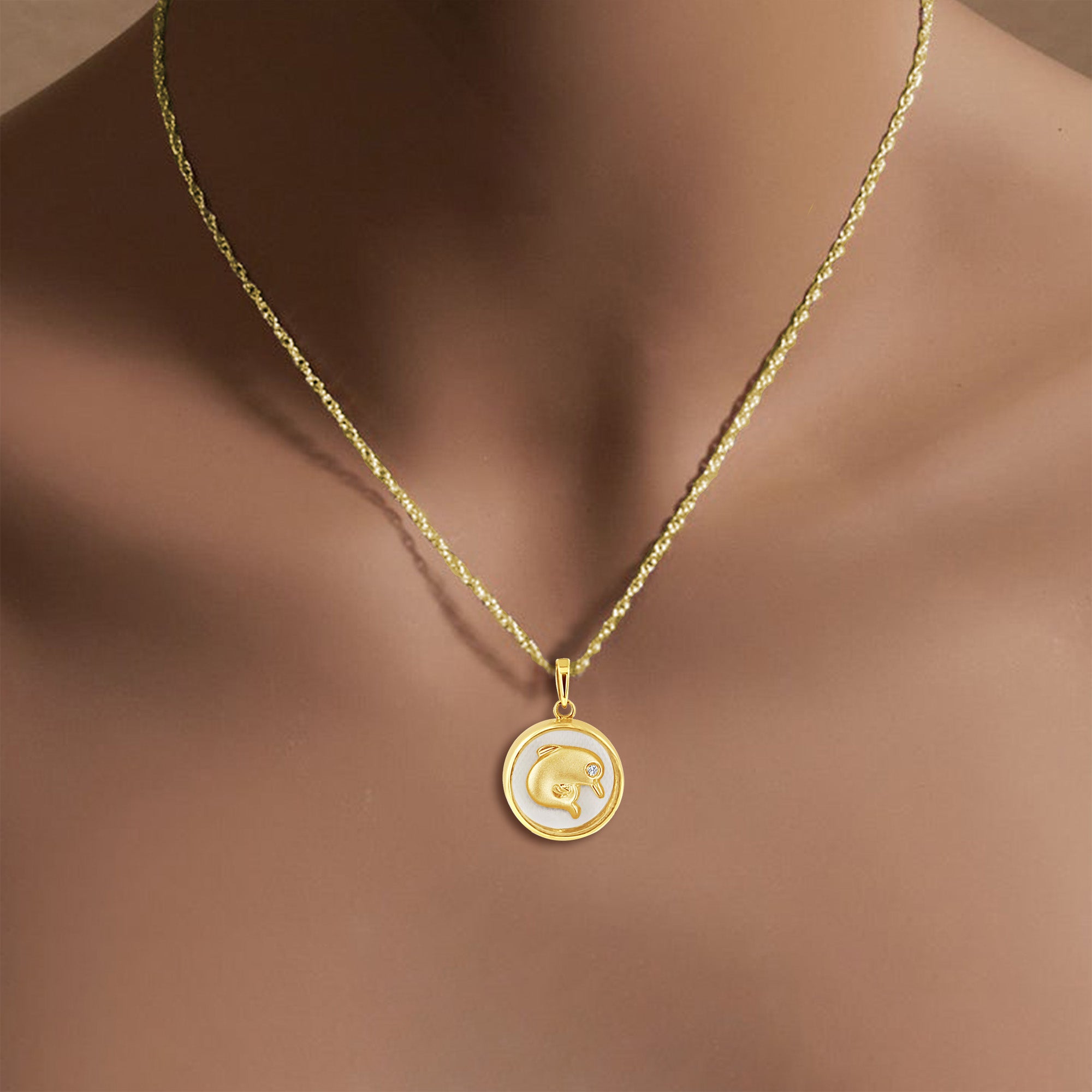 Baby Dolphin 14k Yellow Gold Necklace