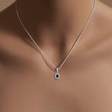 Oval Sapphire Diamond Halo Necklace