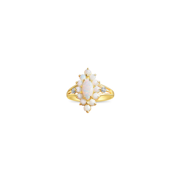 Stunning Cluster Opal Ring 10k Yellow Gold