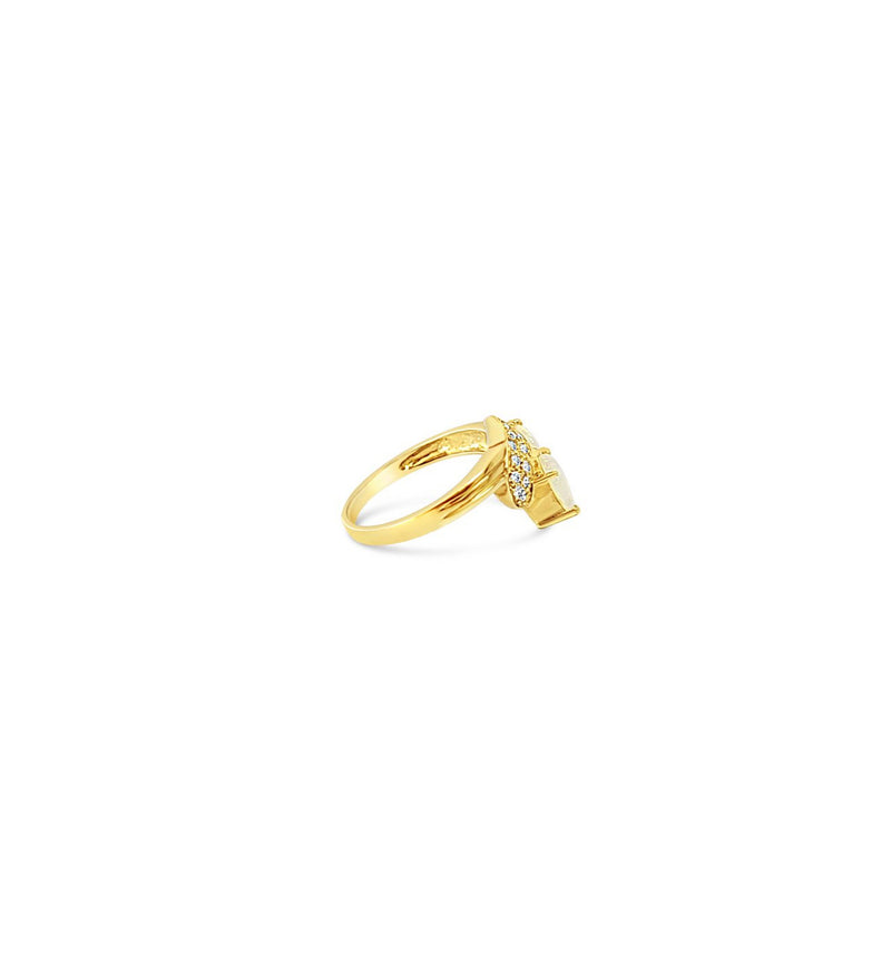 Pear Shaped Opal Diamond Ring 14k Yellow Gold