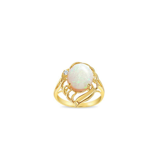 Round Opal Ring 14k Yellow Gold