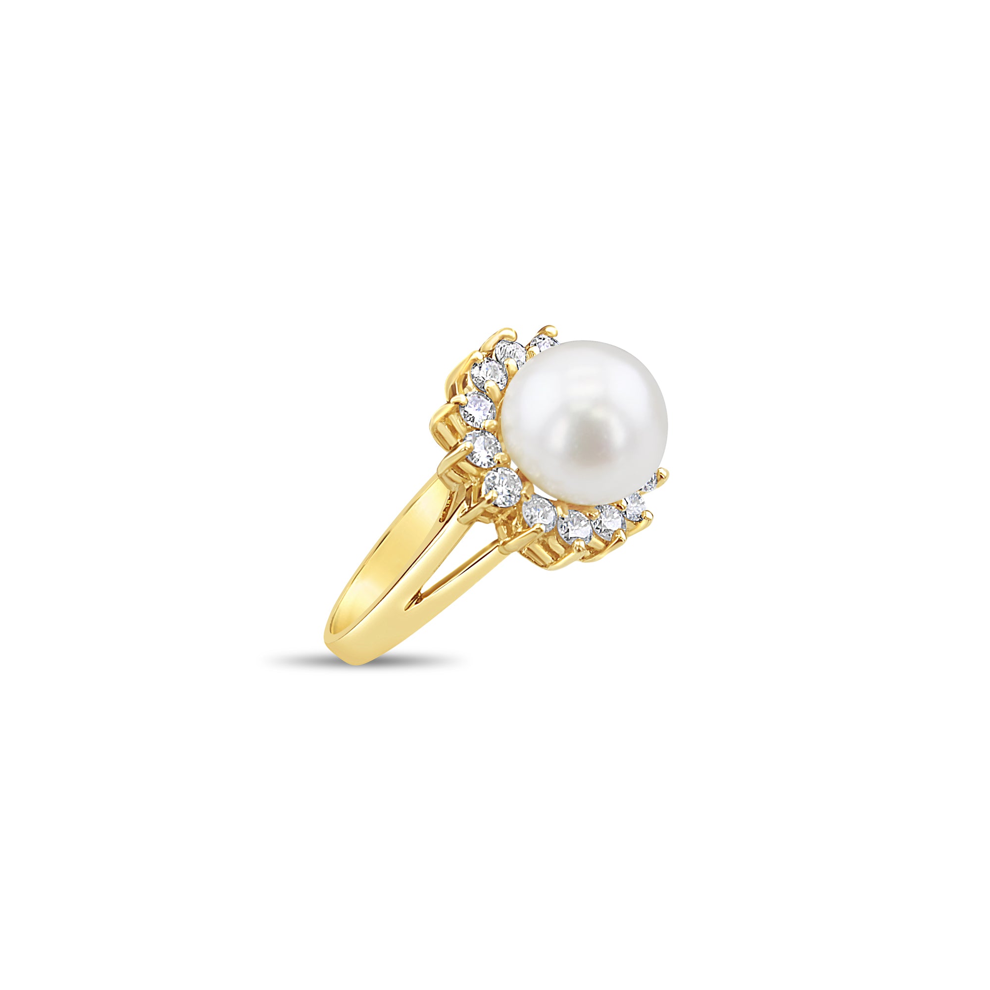 Freshwater Pearl Diamond Ring .50cttw 14K Yellow Gold