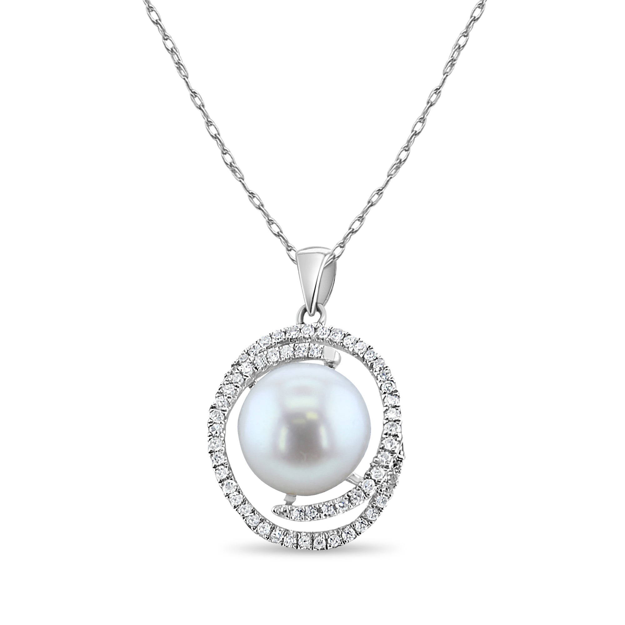 10MM Freshwater Pearl Diamond Necklace