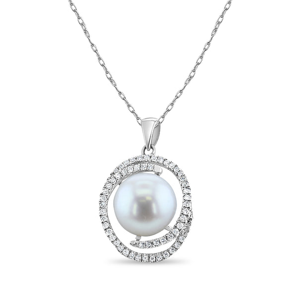 10MM Freshwater Pearl Diamond Necklace