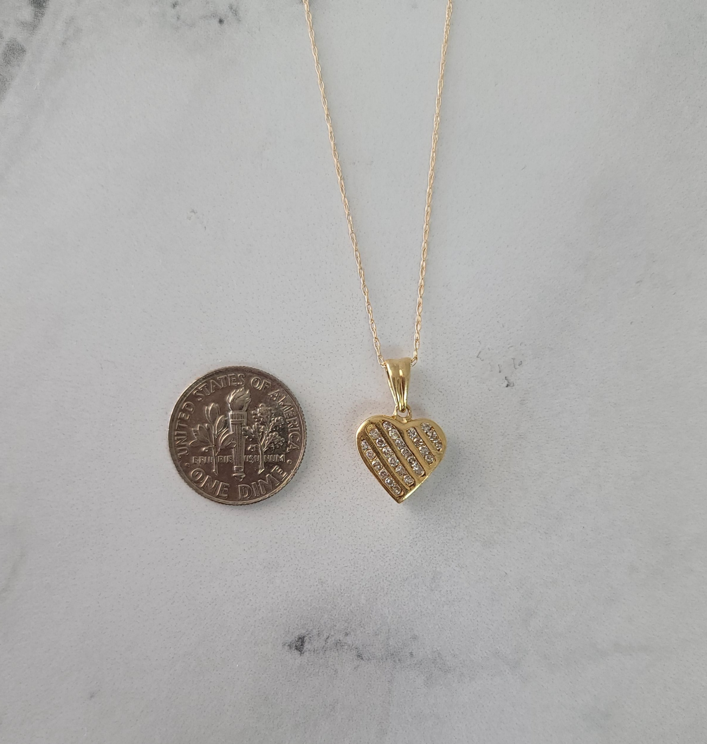 Heart Shaped Diamond Necklace .50cttw 14k Yellow Gold