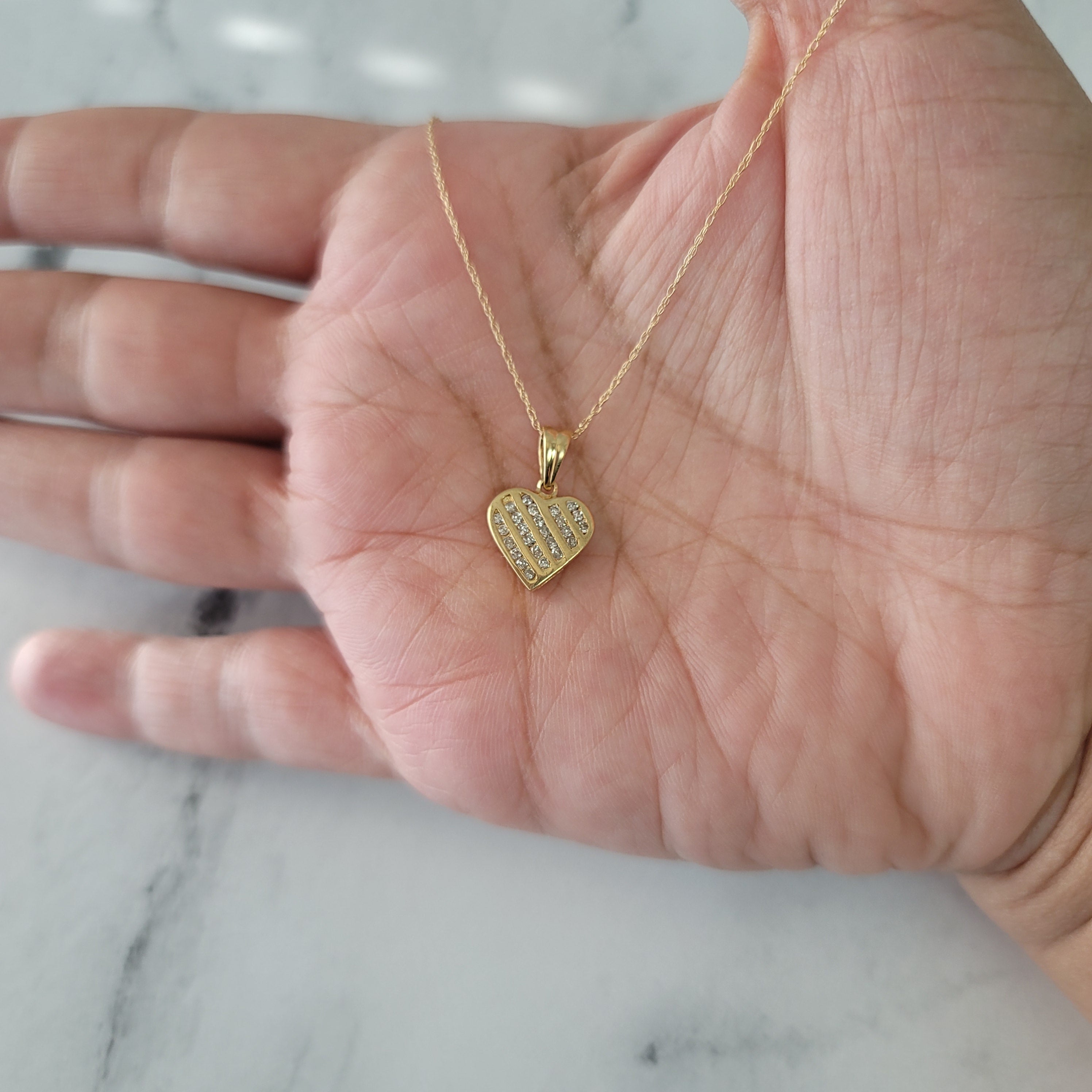 Heart Shaped Diamond Necklace .50cttw 14k Yellow Gold