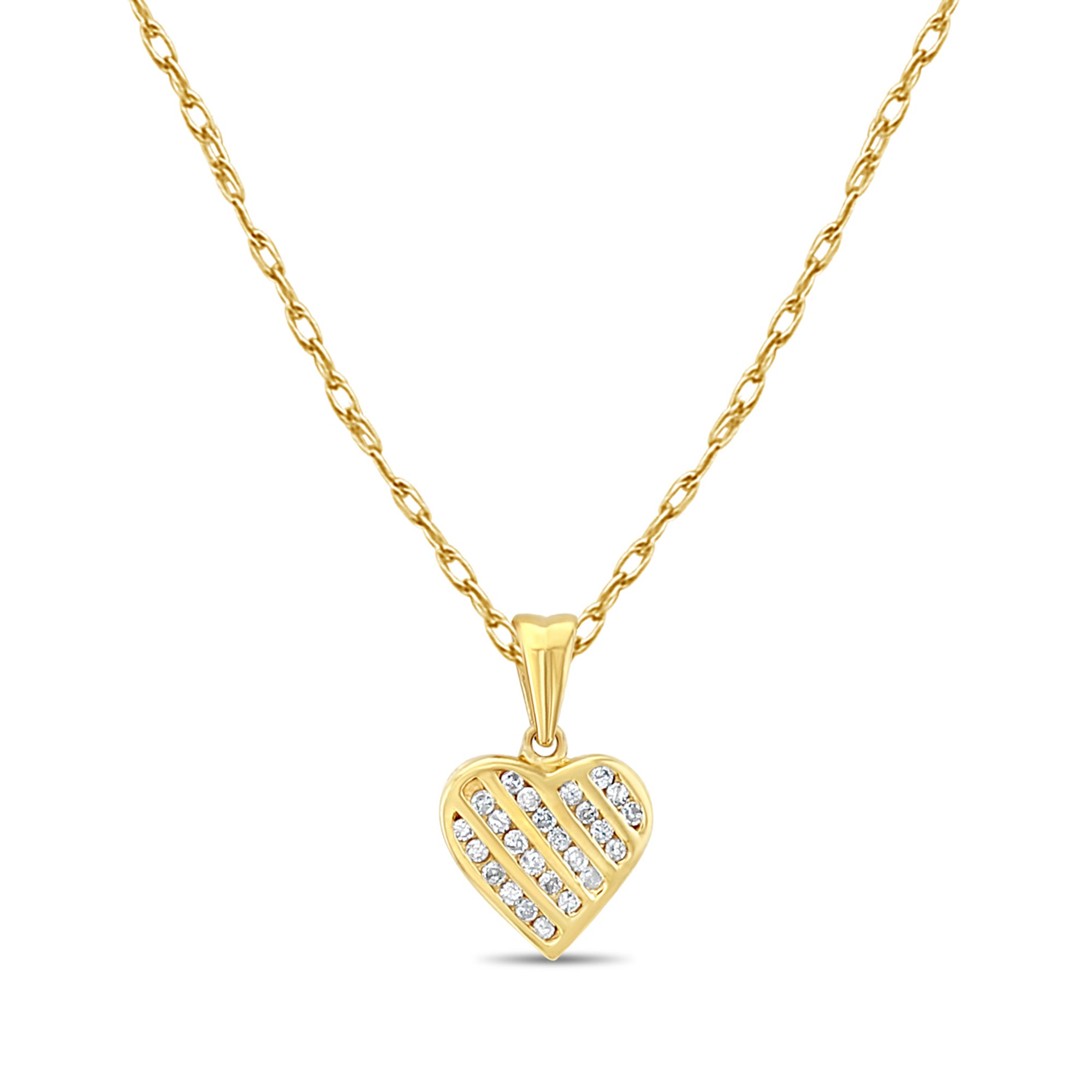 Heart Shaped Diamond Necklace .50cttw 14k Yellow Gold