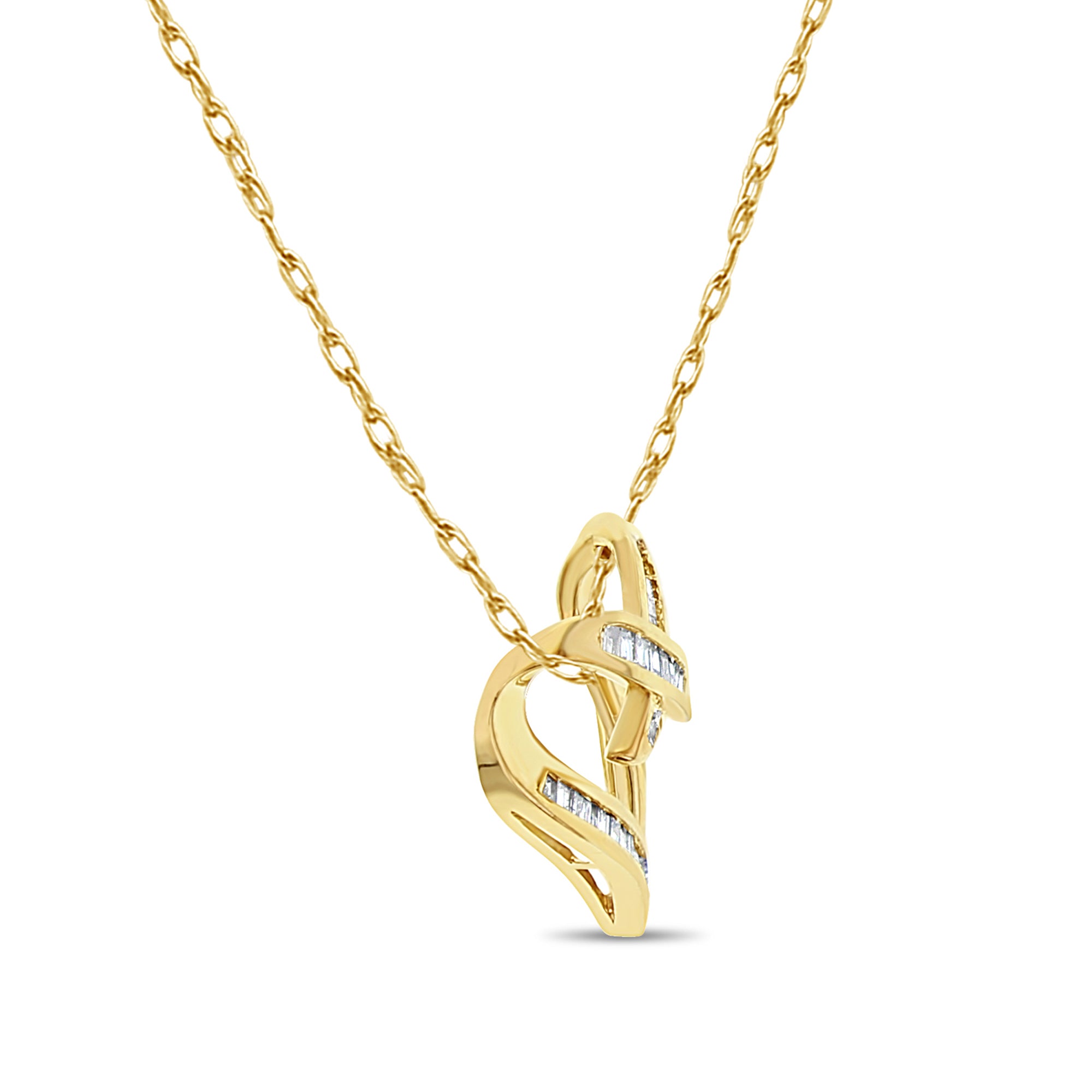 1 Carat Baguette Diamond Floating Heart Necklace