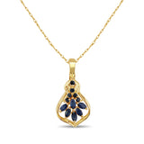 Sapphire Marquise Cluster Necklace with enhanced bail .75cttw 14k Yellow Gold