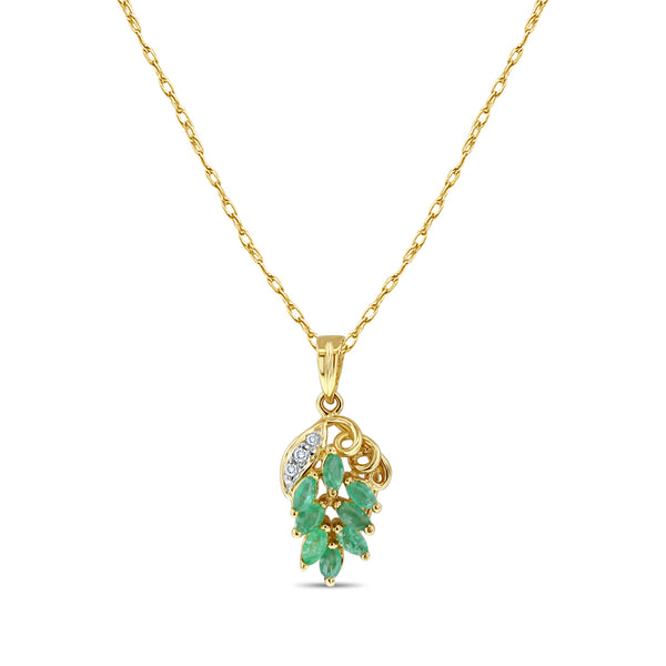 Emerald Grape Cluster Necklace 14k Yellow Gold