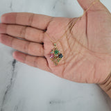 Flower Basked with Emerald, Sapphire & Ruby Flowers 1.00cttw 14k Yellow Gold